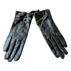 Roots Black Leather Buckle Gloves